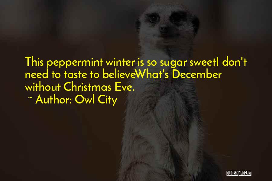 Owl City Quotes: This Peppermint Winter Is So Sugar Sweeti Don't Need To Taste To Believewhat's December Without Christmas Eve.