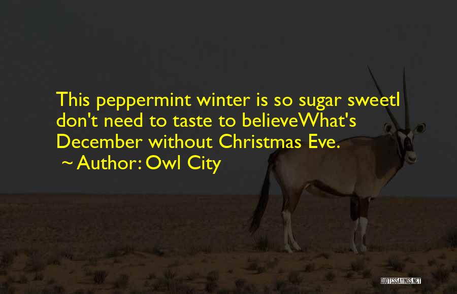 Owl City Quotes: This Peppermint Winter Is So Sugar Sweeti Don't Need To Taste To Believewhat's December Without Christmas Eve.