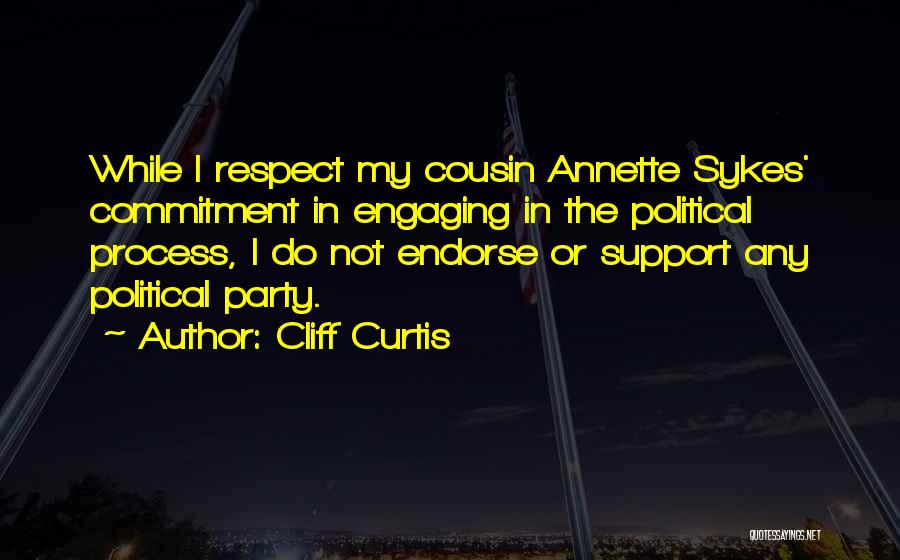 Cliff Curtis Quotes: While I Respect My Cousin Annette Sykes' Commitment In Engaging In The Political Process, I Do Not Endorse Or Support