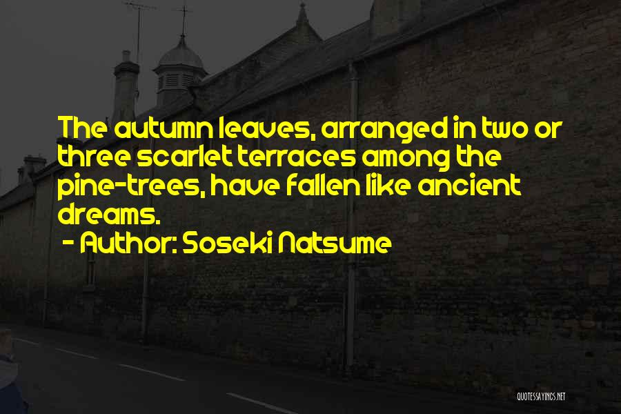 Soseki Natsume Quotes: The Autumn Leaves, Arranged In Two Or Three Scarlet Terraces Among The Pine-trees, Have Fallen Like Ancient Dreams.