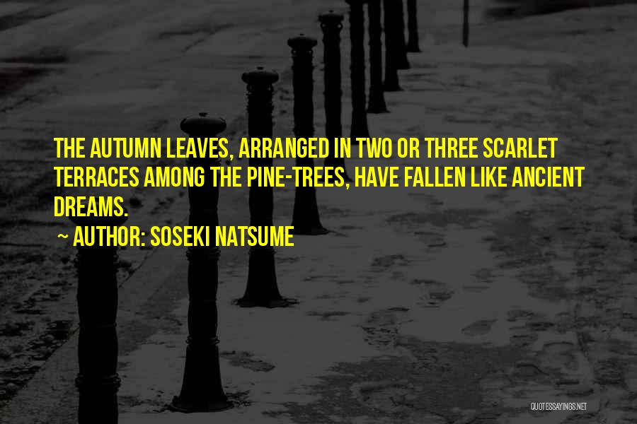 Soseki Natsume Quotes: The Autumn Leaves, Arranged In Two Or Three Scarlet Terraces Among The Pine-trees, Have Fallen Like Ancient Dreams.