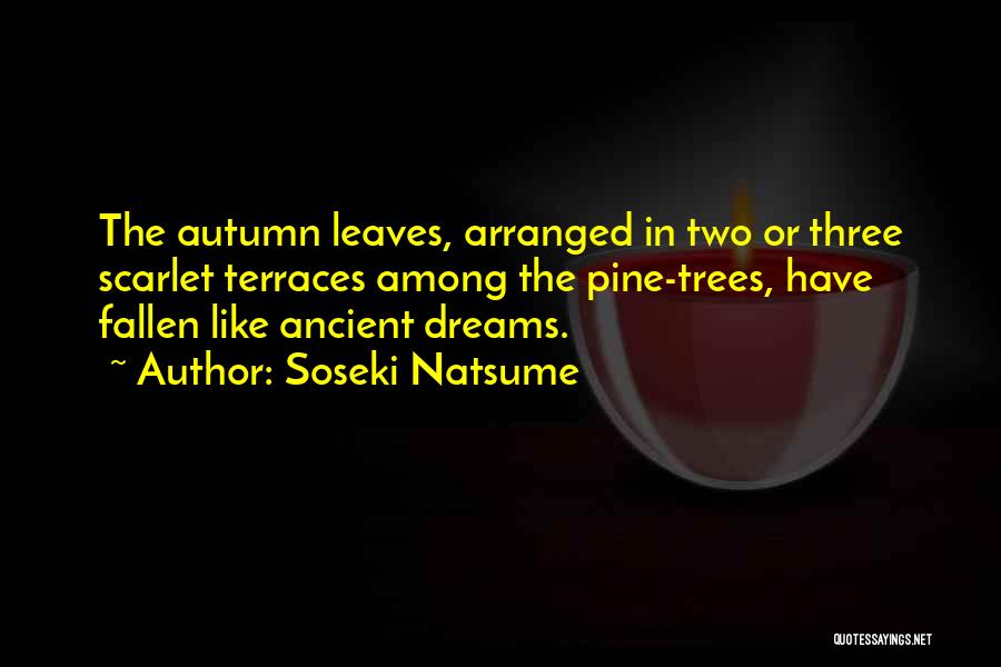 Soseki Natsume Quotes: The Autumn Leaves, Arranged In Two Or Three Scarlet Terraces Among The Pine-trees, Have Fallen Like Ancient Dreams.