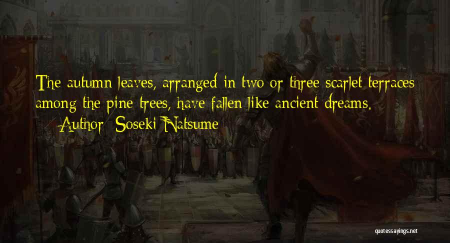 Soseki Natsume Quotes: The Autumn Leaves, Arranged In Two Or Three Scarlet Terraces Among The Pine-trees, Have Fallen Like Ancient Dreams.