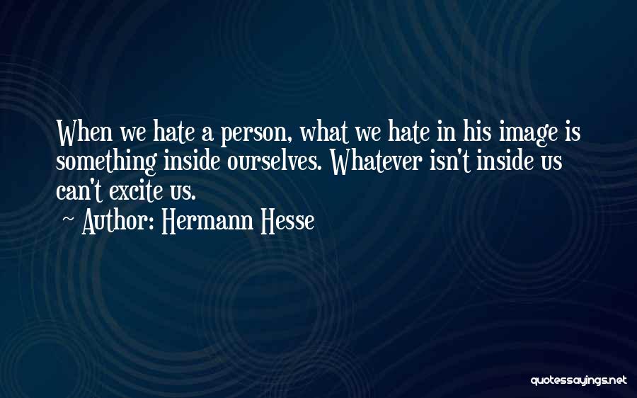 Hermann Hesse Quotes: When We Hate A Person, What We Hate In His Image Is Something Inside Ourselves. Whatever Isn't Inside Us Can't