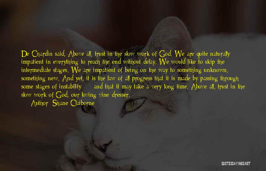 Shane Claiborne Quotes: De Chardin Said, Above All, Trust In The Slow Work Of God. We Are Quite Naturally Impatient In Everything To