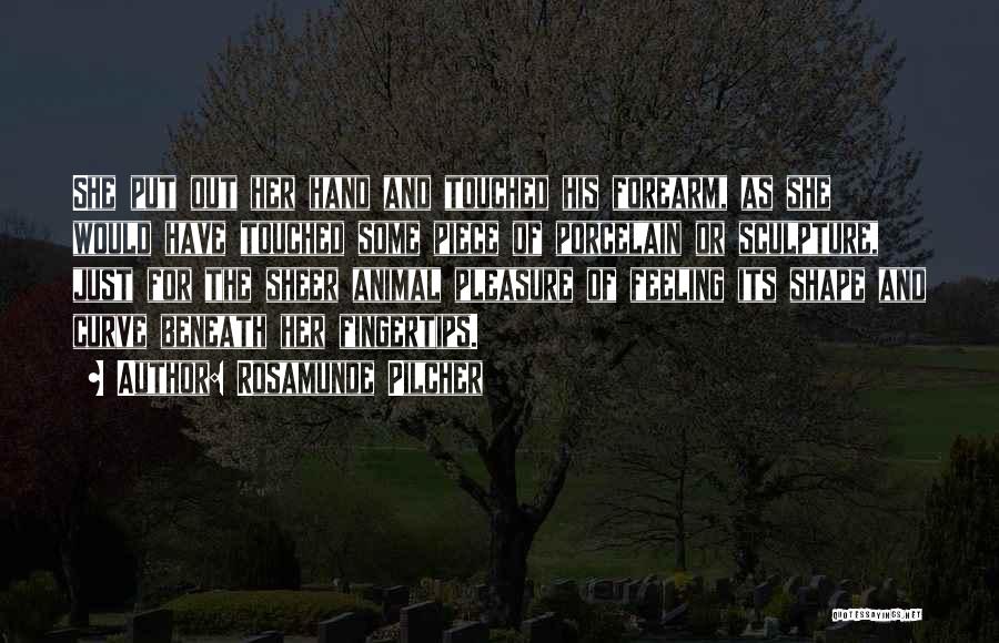 Rosamunde Pilcher Quotes: She Put Out Her Hand And Touched His Forearm, As She Would Have Touched Some Piece Of Porcelain Or Sculpture,