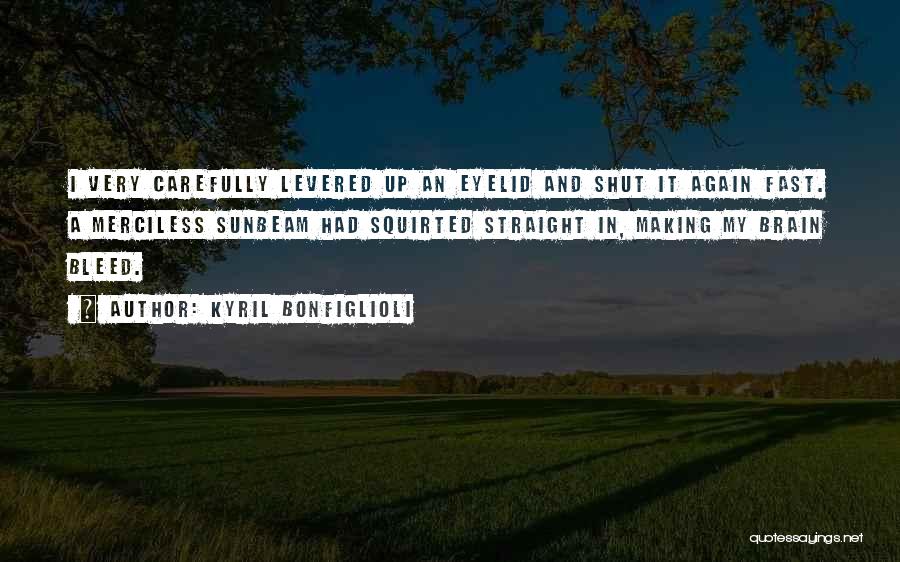 Kyril Bonfiglioli Quotes: I Very Carefully Levered Up An Eyelid And Shut It Again Fast. A Merciless Sunbeam Had Squirted Straight In, Making