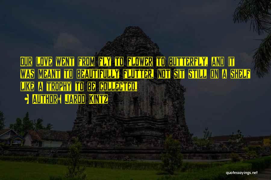 Jarod Kintz Quotes: Our Love Went From Fly To Flower To Butterfly, And It Was Meant To Beautifully Flutter, Not Sit Still On