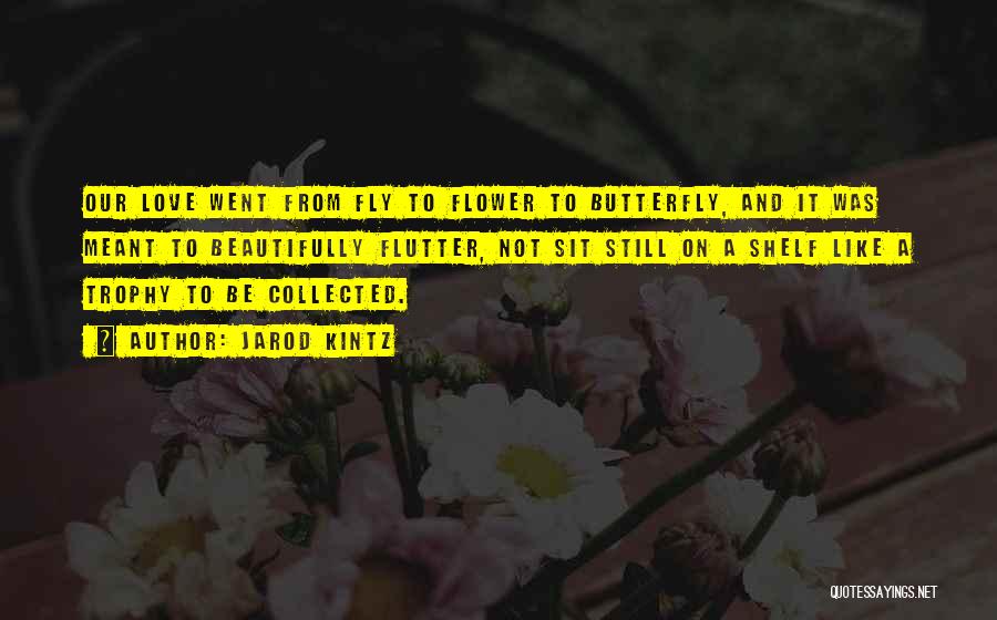 Jarod Kintz Quotes: Our Love Went From Fly To Flower To Butterfly, And It Was Meant To Beautifully Flutter, Not Sit Still On