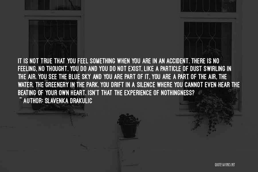 Slavenka Drakulic Quotes: It Is Not True That You Feel Something When You Are In An Accident. There Is No Feeling, No Thought.