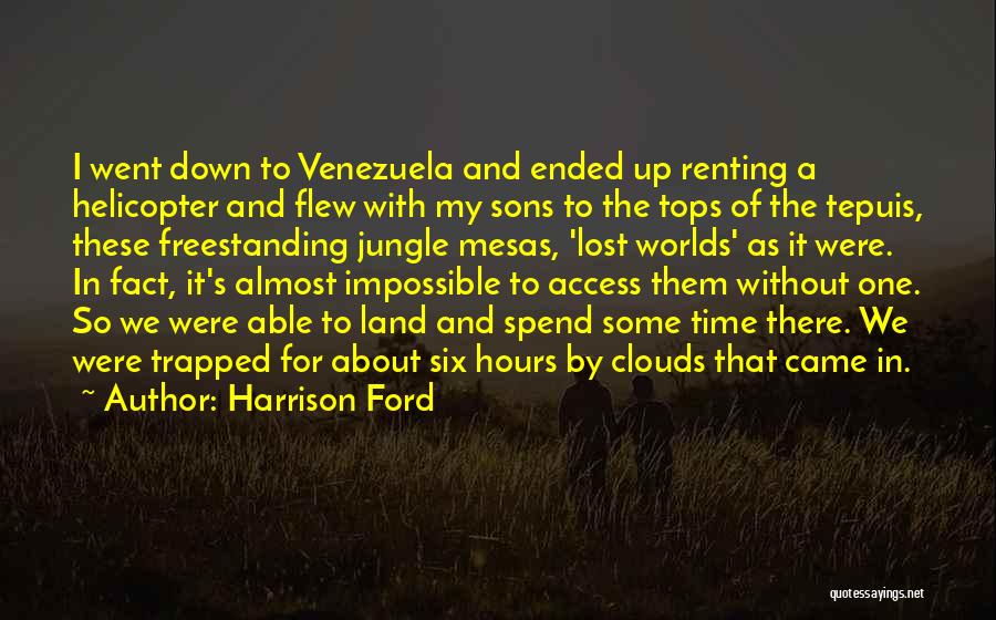 Harrison Ford Quotes: I Went Down To Venezuela And Ended Up Renting A Helicopter And Flew With My Sons To The Tops Of