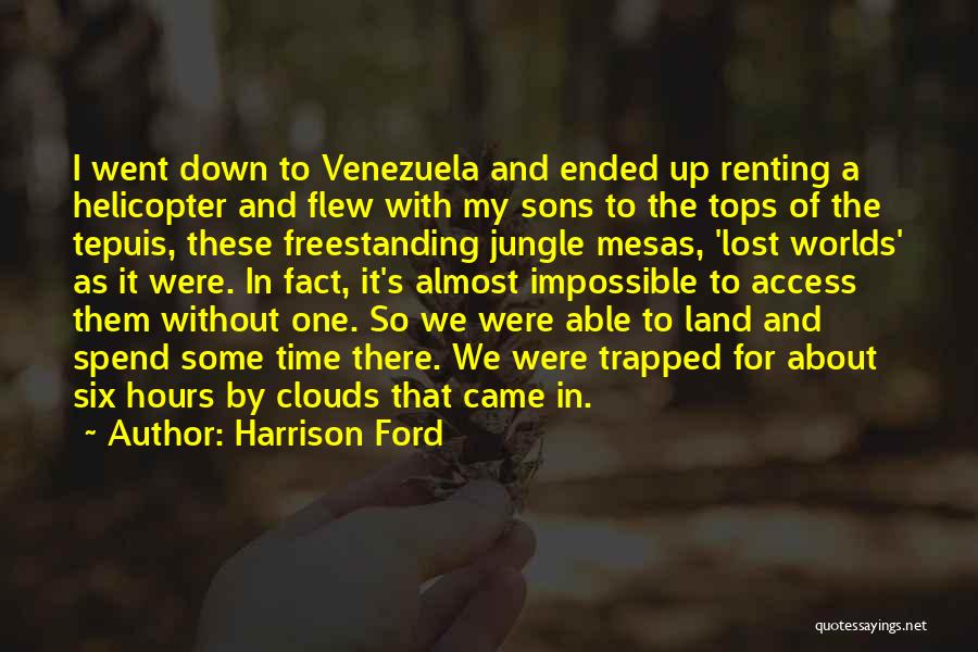 Harrison Ford Quotes: I Went Down To Venezuela And Ended Up Renting A Helicopter And Flew With My Sons To The Tops Of