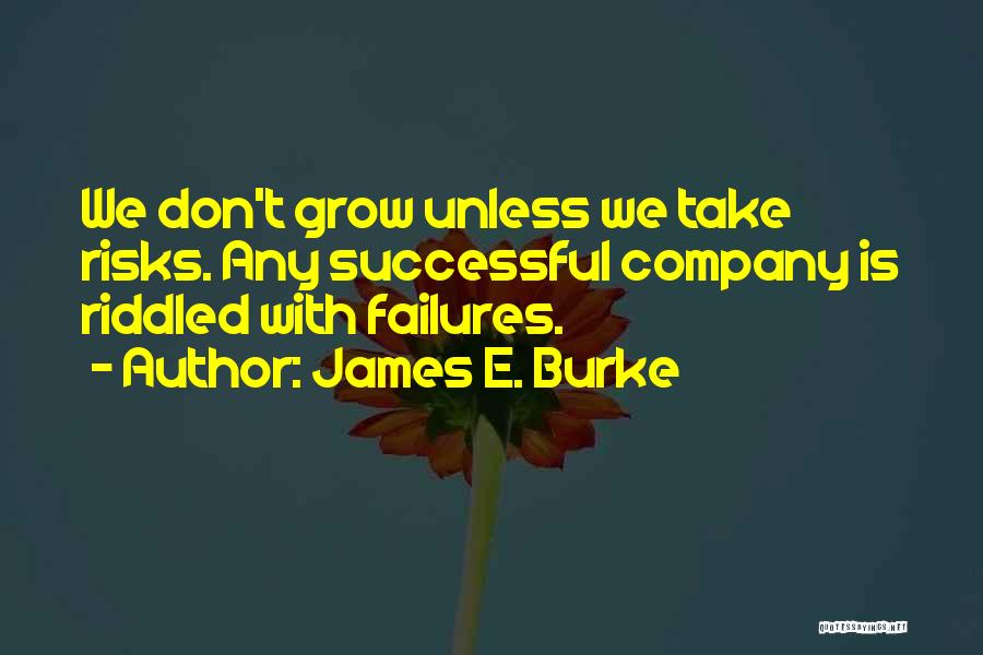 James E. Burke Quotes: We Don't Grow Unless We Take Risks. Any Successful Company Is Riddled With Failures.