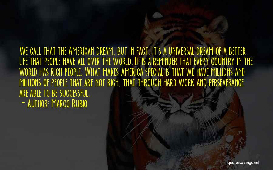 Marco Rubio Quotes: We Call That The American Dream, But In Fact, It's A Universal Dream Of A Better Life That People Have