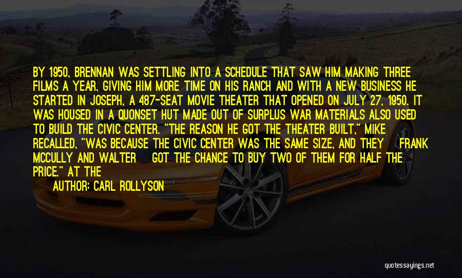 Carl Rollyson Quotes: By 1950, Brennan Was Settling Into A Schedule That Saw Him Making Three Films A Year, Giving Him More Time