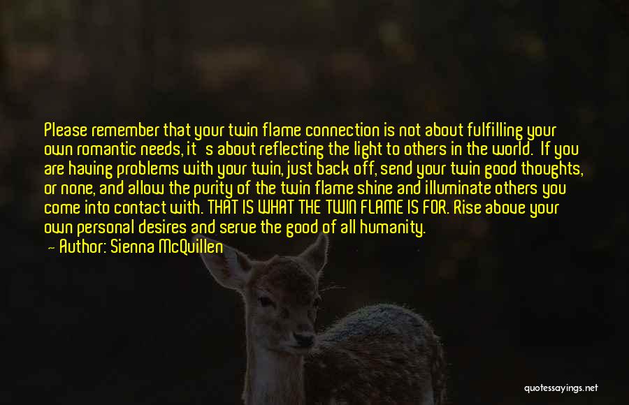 Sienna McQuillen Quotes: Please Remember That Your Twin Flame Connection Is Not About Fulfilling Your Own Romantic Needs, It's About Reflecting The Light