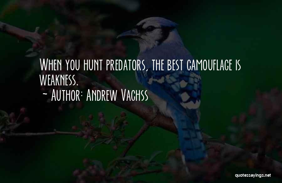 Andrew Vachss Quotes: When You Hunt Predators, The Best Camouflage Is Weakness.