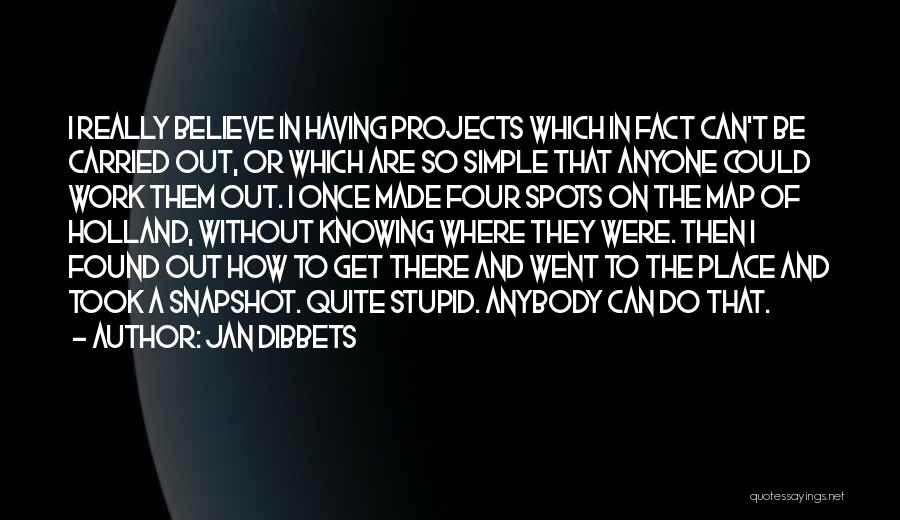 Jan Dibbets Quotes: I Really Believe In Having Projects Which In Fact Can't Be Carried Out, Or Which Are So Simple That Anyone