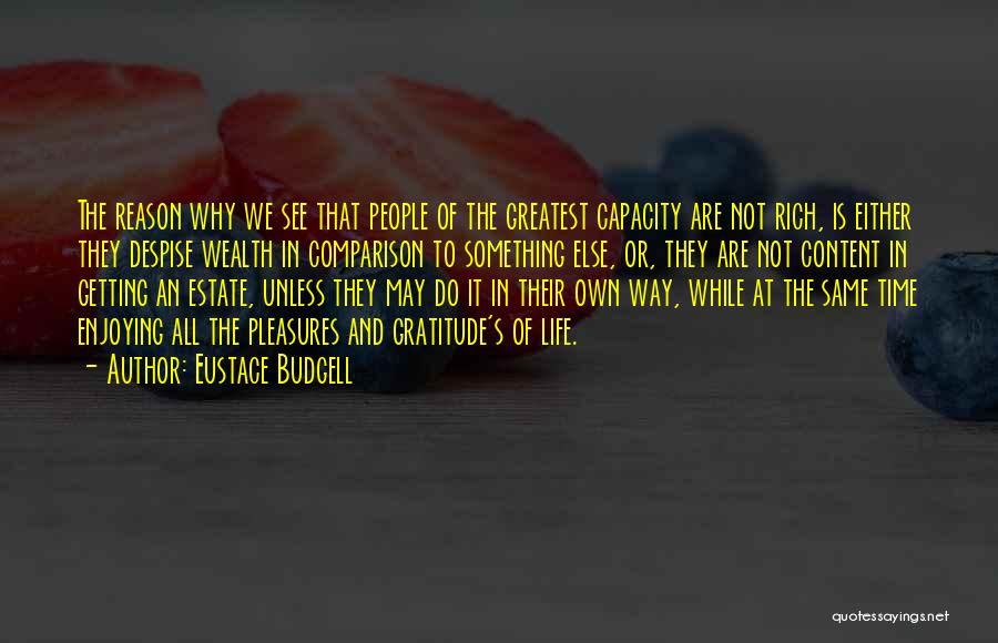 Eustace Budgell Quotes: The Reason Why We See That People Of The Greatest Capacity Are Not Rich, Is Either They Despise Wealth In