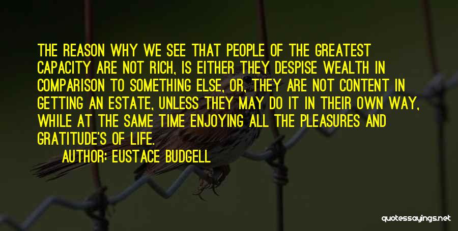 Eustace Budgell Quotes: The Reason Why We See That People Of The Greatest Capacity Are Not Rich, Is Either They Despise Wealth In