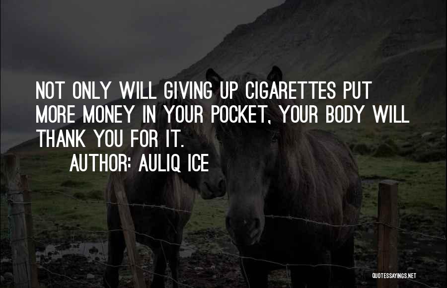 Auliq Ice Quotes: Not Only Will Giving Up Cigarettes Put More Money In Your Pocket, Your Body Will Thank You For It.