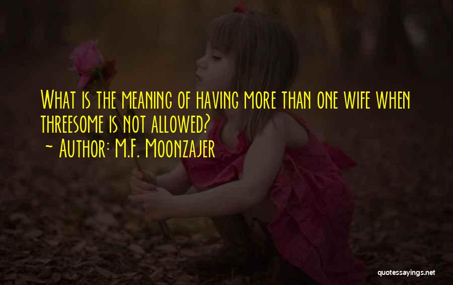 M.F. Moonzajer Quotes: What Is The Meaning Of Having More Than One Wife When Threesome Is Not Allowed?