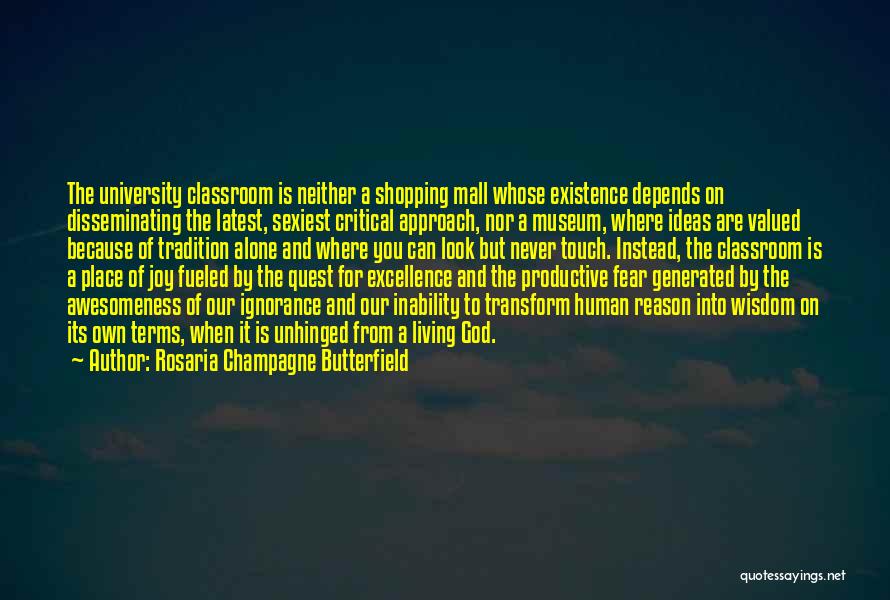 Rosaria Champagne Butterfield Quotes: The University Classroom Is Neither A Shopping Mall Whose Existence Depends On Disseminating The Latest, Sexiest Critical Approach, Nor A