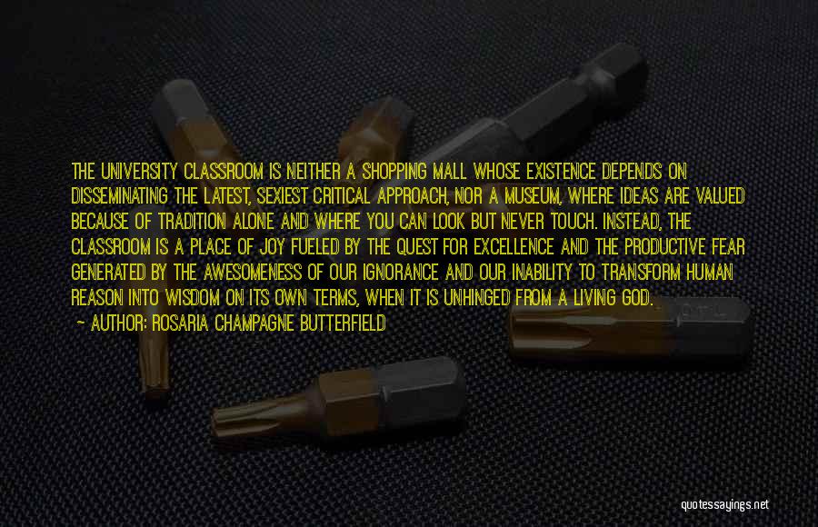 Rosaria Champagne Butterfield Quotes: The University Classroom Is Neither A Shopping Mall Whose Existence Depends On Disseminating The Latest, Sexiest Critical Approach, Nor A