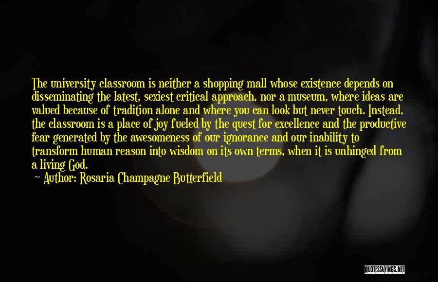 Rosaria Champagne Butterfield Quotes: The University Classroom Is Neither A Shopping Mall Whose Existence Depends On Disseminating The Latest, Sexiest Critical Approach, Nor A