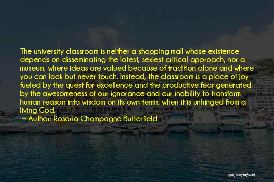 Rosaria Champagne Butterfield Quotes: The University Classroom Is Neither A Shopping Mall Whose Existence Depends On Disseminating The Latest, Sexiest Critical Approach, Nor A