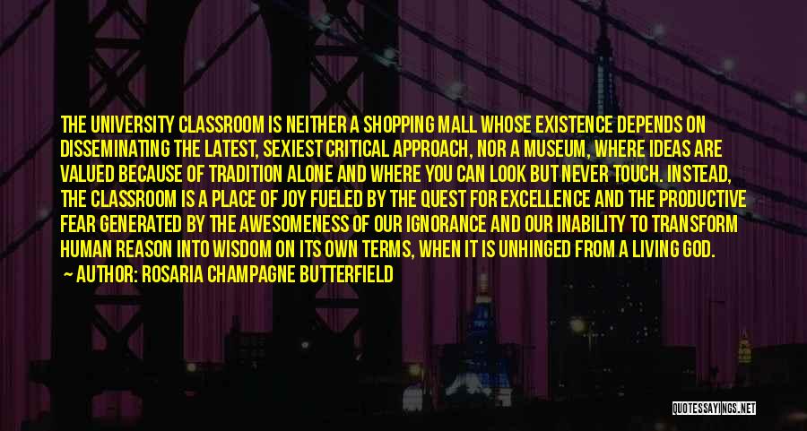 Rosaria Champagne Butterfield Quotes: The University Classroom Is Neither A Shopping Mall Whose Existence Depends On Disseminating The Latest, Sexiest Critical Approach, Nor A