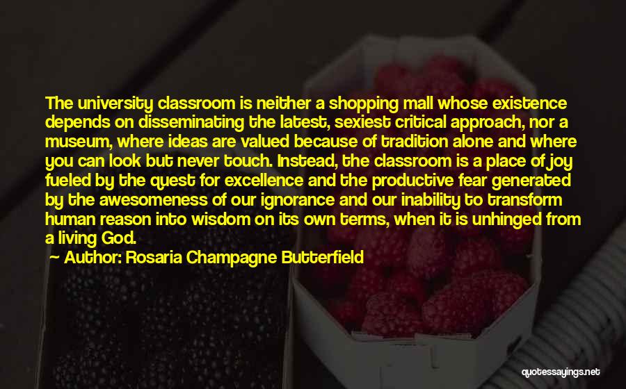 Rosaria Champagne Butterfield Quotes: The University Classroom Is Neither A Shopping Mall Whose Existence Depends On Disseminating The Latest, Sexiest Critical Approach, Nor A