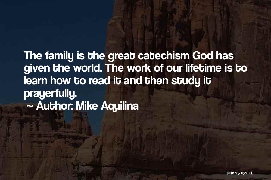 Mike Aquilina Quotes: The Family Is The Great Catechism God Has Given The World. The Work Of Our Lifetime Is To Learn How