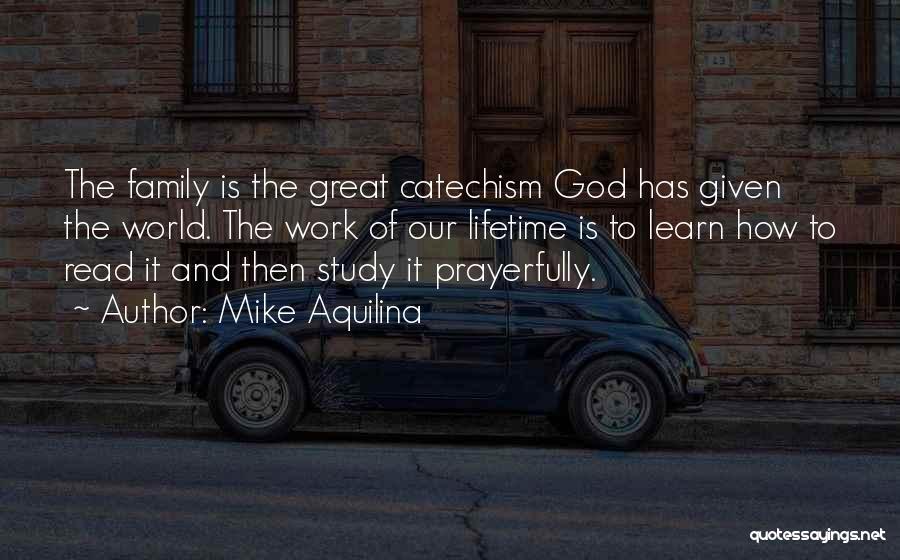 Mike Aquilina Quotes: The Family Is The Great Catechism God Has Given The World. The Work Of Our Lifetime Is To Learn How