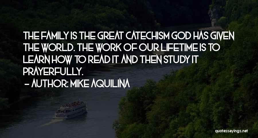 Mike Aquilina Quotes: The Family Is The Great Catechism God Has Given The World. The Work Of Our Lifetime Is To Learn How