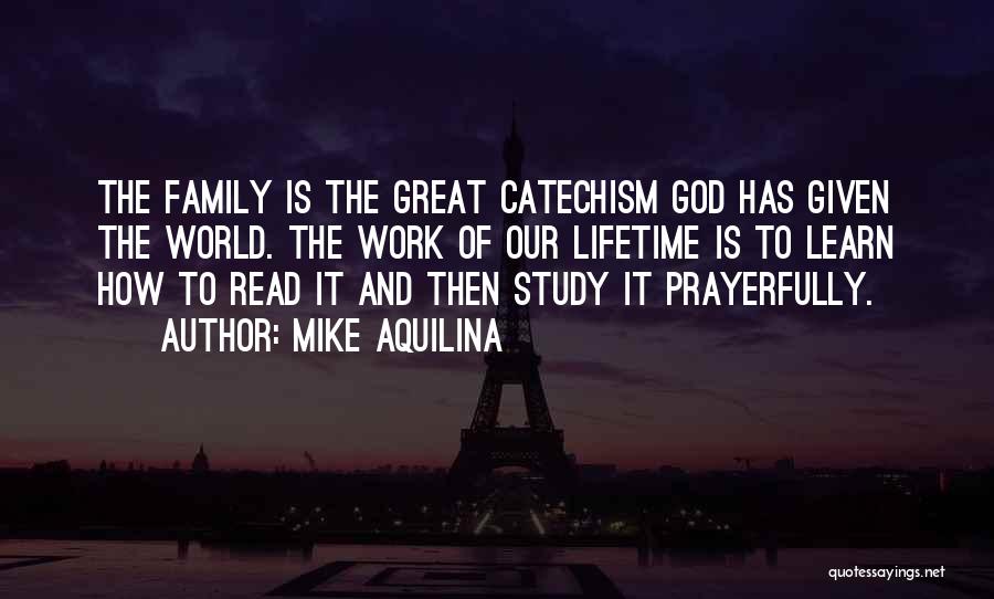 Mike Aquilina Quotes: The Family Is The Great Catechism God Has Given The World. The Work Of Our Lifetime Is To Learn How