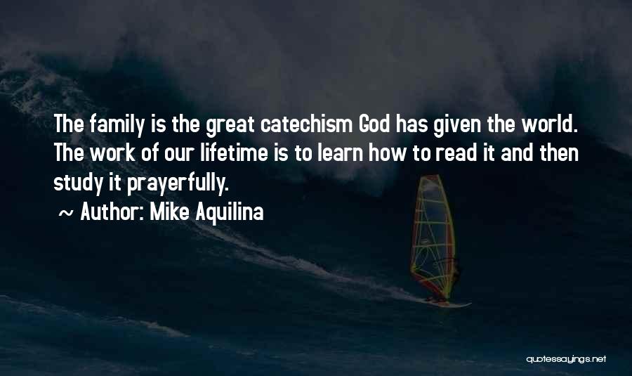 Mike Aquilina Quotes: The Family Is The Great Catechism God Has Given The World. The Work Of Our Lifetime Is To Learn How