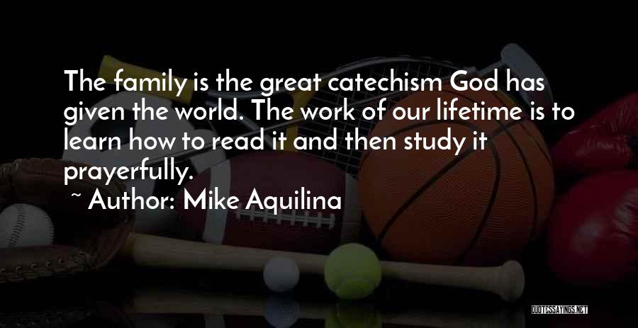 Mike Aquilina Quotes: The Family Is The Great Catechism God Has Given The World. The Work Of Our Lifetime Is To Learn How