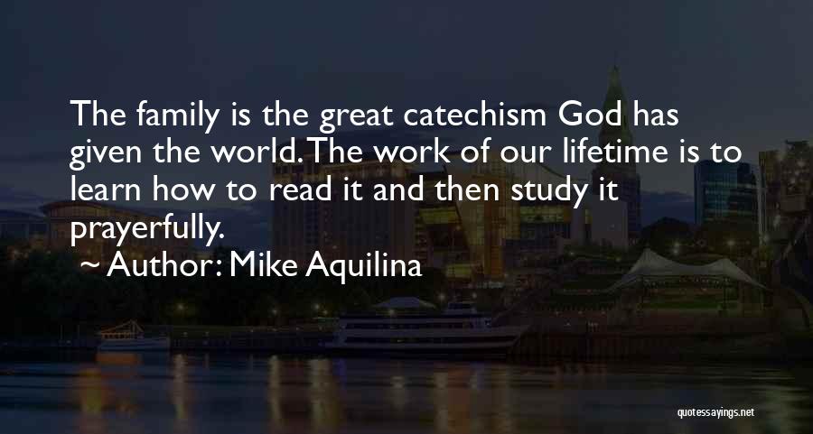 Mike Aquilina Quotes: The Family Is The Great Catechism God Has Given The World. The Work Of Our Lifetime Is To Learn How