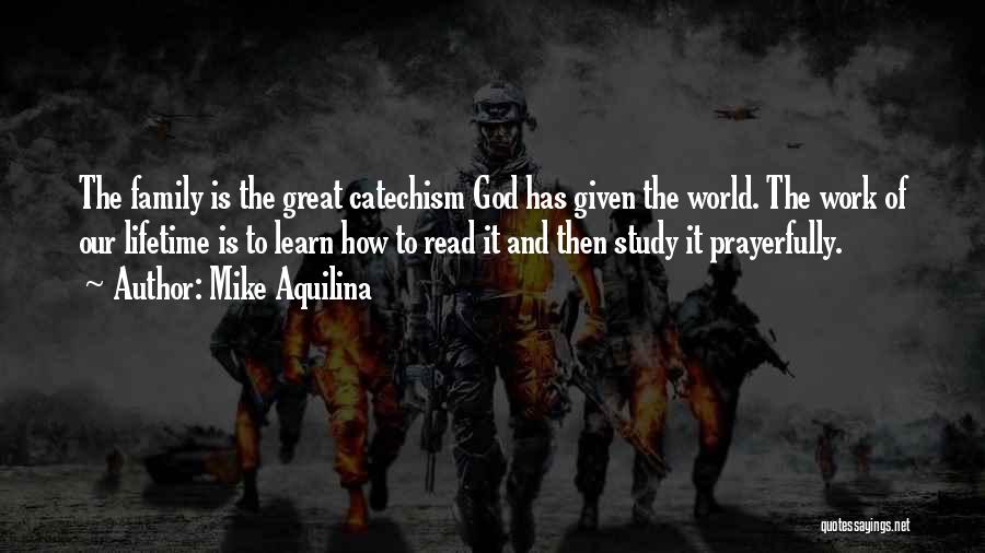 Mike Aquilina Quotes: The Family Is The Great Catechism God Has Given The World. The Work Of Our Lifetime Is To Learn How