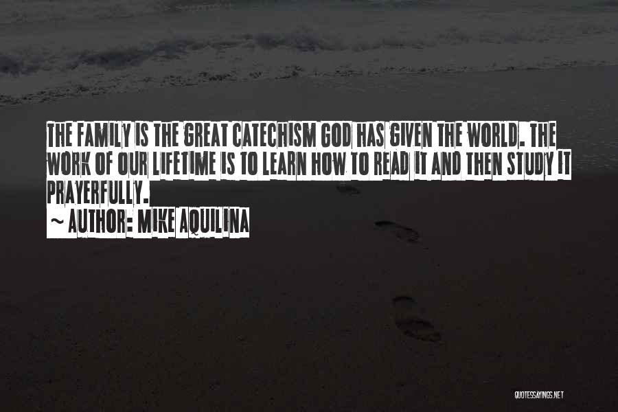 Mike Aquilina Quotes: The Family Is The Great Catechism God Has Given The World. The Work Of Our Lifetime Is To Learn How