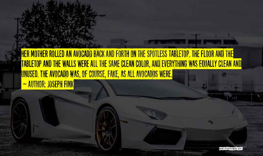 Joseph Fink Quotes: Her Mother Rolled An Avocado Back And Forth On The Spotless Tabletop. The Floor And The Tabletop And The Walls