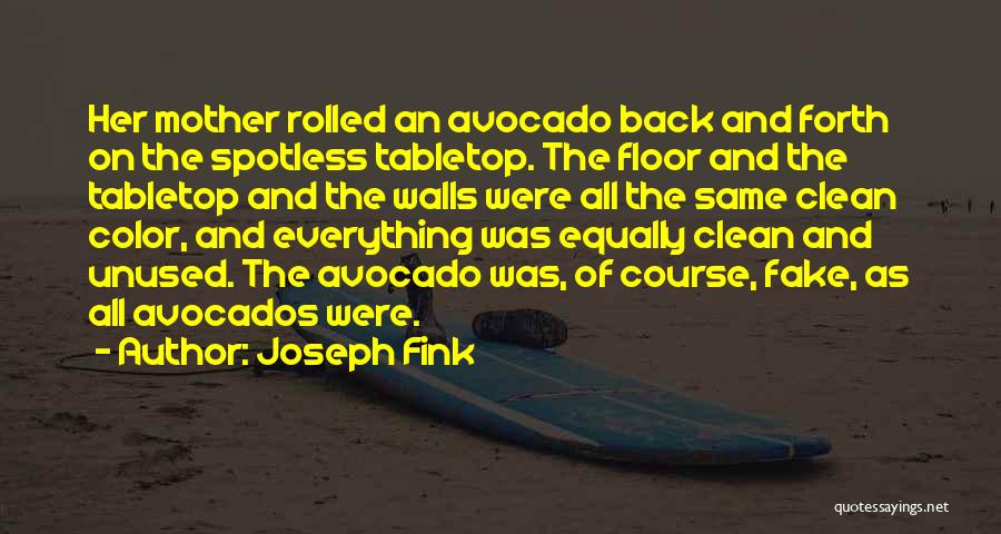 Joseph Fink Quotes: Her Mother Rolled An Avocado Back And Forth On The Spotless Tabletop. The Floor And The Tabletop And The Walls