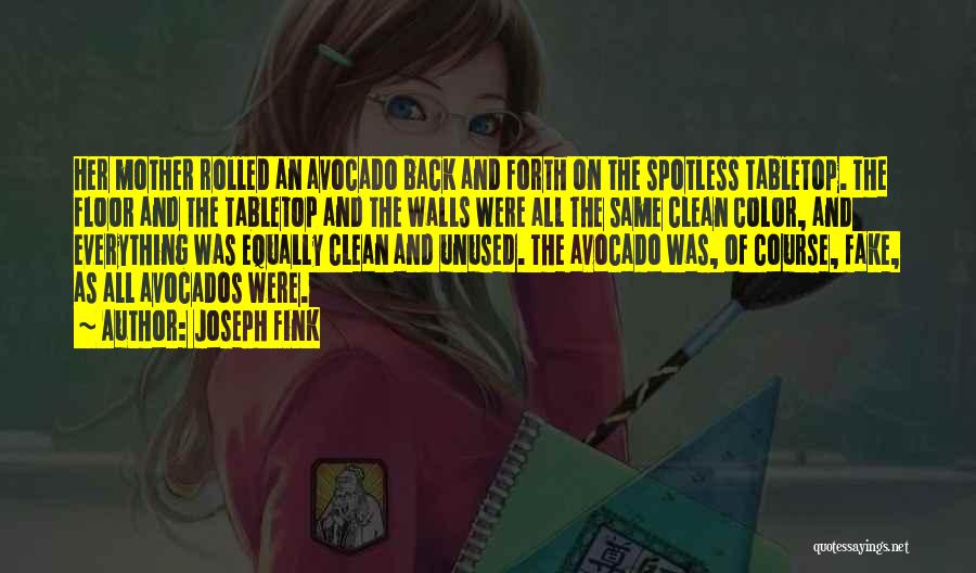 Joseph Fink Quotes: Her Mother Rolled An Avocado Back And Forth On The Spotless Tabletop. The Floor And The Tabletop And The Walls