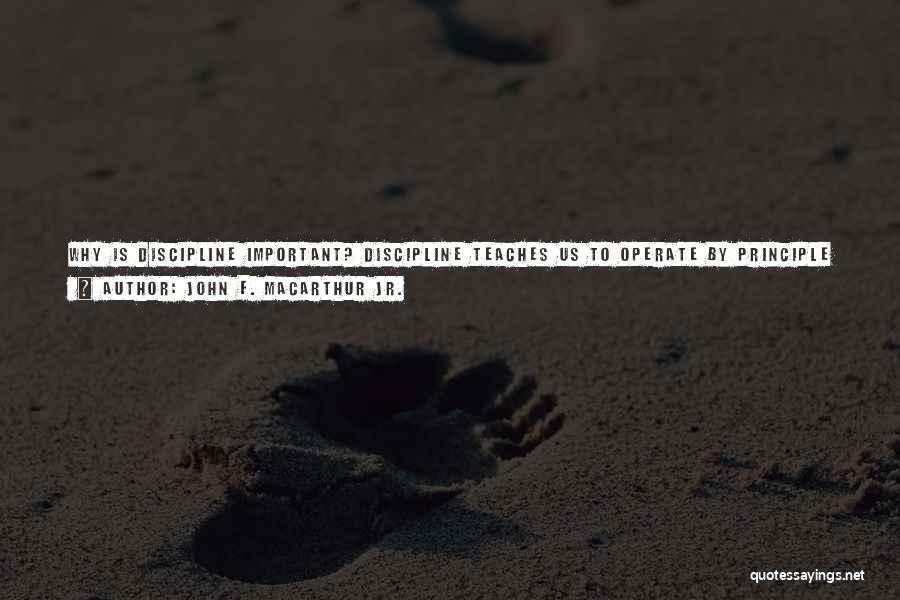 John F. MacArthur Jr. Quotes: Why Is Discipline Important? Discipline Teaches Us To Operate By Principle Rather Than Desire. Saying No To Our Impulses (even
