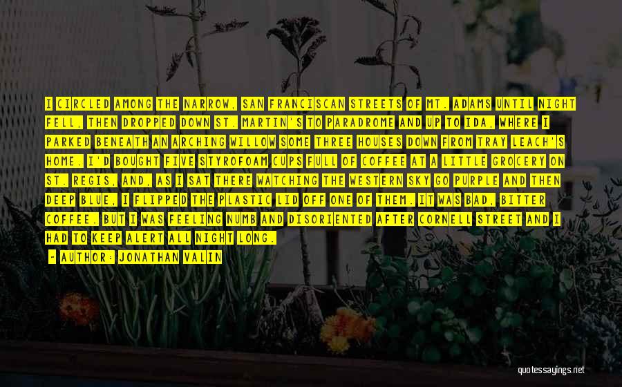 Jonathan Valin Quotes: I Circled Among The Narrow, San Franciscan Streets Of Mt. Adams Until Night Fell, Then Dropped Down St. Martin's To