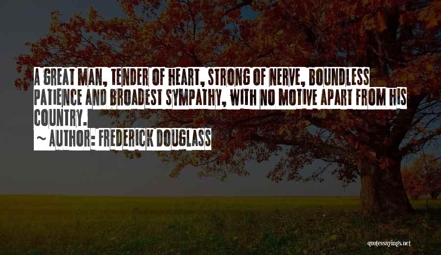 Frederick Douglass Quotes: A Great Man, Tender Of Heart, Strong Of Nerve, Boundless Patience And Broadest Sympathy, With No Motive Apart From His
