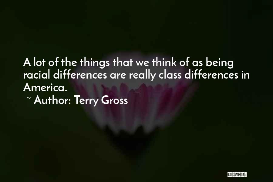 Terry Gross Quotes: A Lot Of The Things That We Think Of As Being Racial Differences Are Really Class Differences In America.