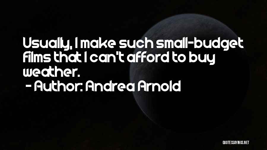 Andrea Arnold Quotes: Usually, I Make Such Small-budget Films That I Can't Afford To Buy Weather.