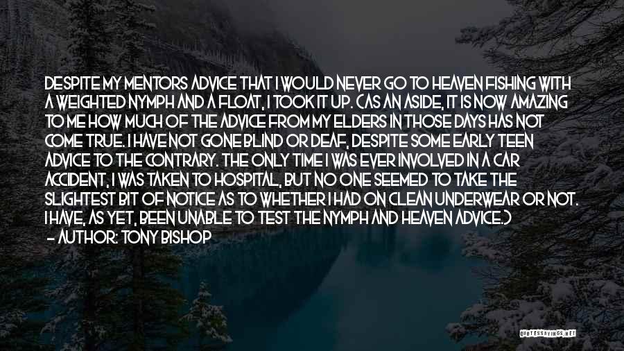 Tony Bishop Quotes: Despite My Mentors Advice That I Would Never Go To Heaven Fishing With A Weighted Nymph And A Float, I
